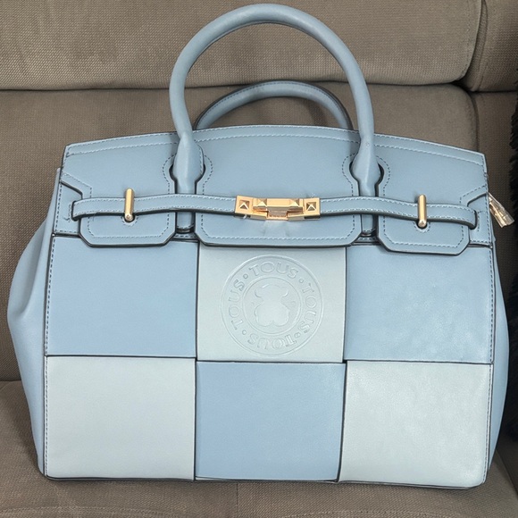 Tous Sky Blue Satchel with Gold Accents - Picture 1 of 2